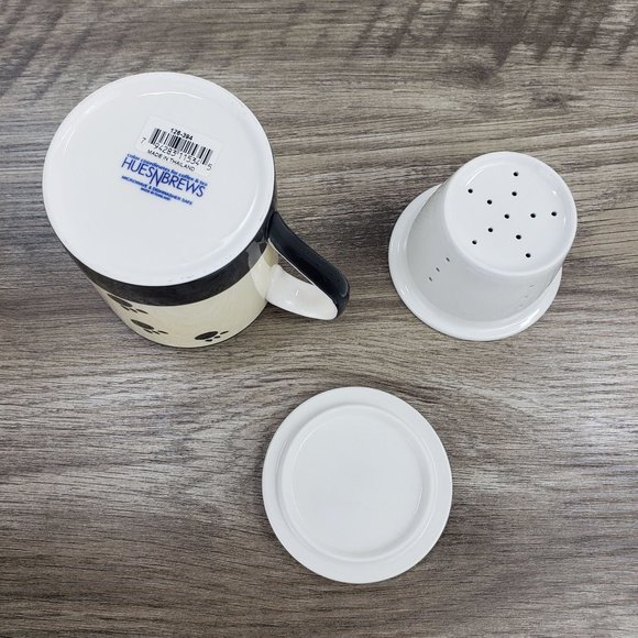 HUES N BREWS Black Siamese Cat Cattitude Tea Cup Infuser Set in Beige & Black - Picture 7 of 13